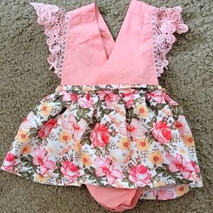 Super cute peach floral lace baby dress